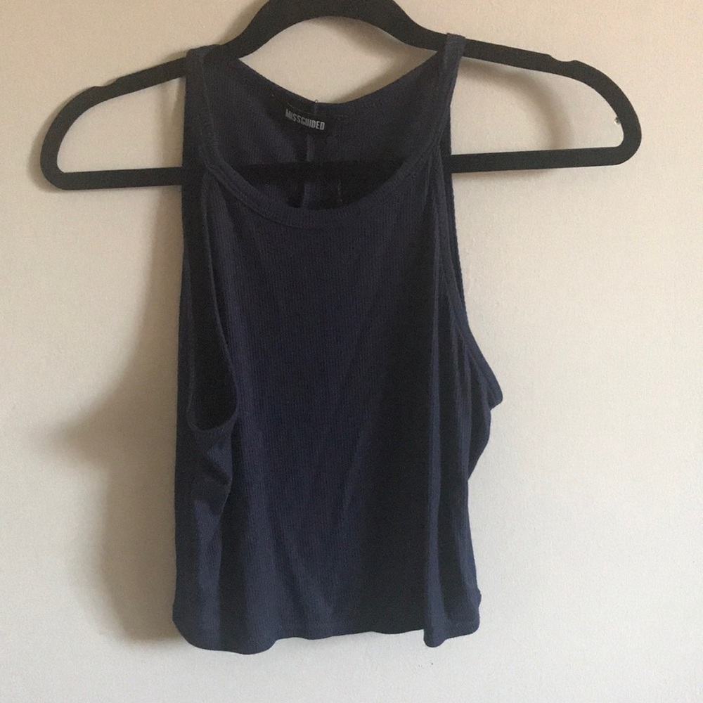Missguided- Navy blue cropped halter top
